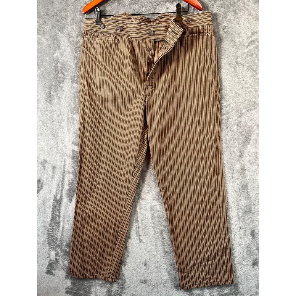 Wah Maker Pants Mens 38 37x27 Wool Blend Pinstripe Frontier Buckle Back USA Made